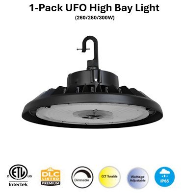 1 Pack LED UFO High Bay 260/280/300  3000K/4000K/5000K WATT Adjustable Warehouse