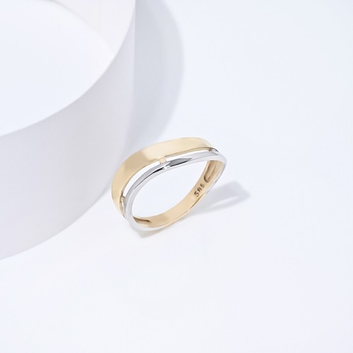 Asymmetrischer Ring/Zweifarbiger Ring/Doppelreihiger Ring/14K Gold Ring/Statement Ringe - Bild 2 von 11