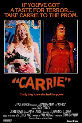 1976 Carrie Movie Poster 11X17 Sissy Spacek Piper Laurie Prom    