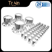 4pcs Semi Truck Chrome Axle Cover W33mm Thread-on Cylinder Nut Covers Set 4pcs Semi Truck Chrome Axle Cover W33mm Thread-on Cylinder Nut Covers Set
