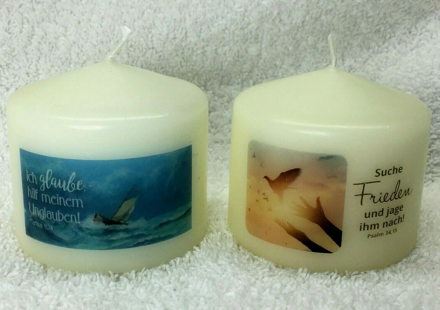 Kerze Handmade mit kirchlichen Motiven /beidseitig /alle Bestandteile aus Wachs