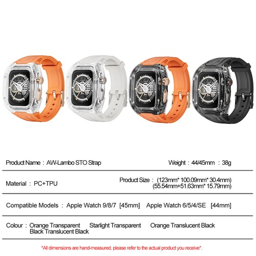 Custodia Trasparente Cinturino Silicone per Apple Watch Ultra e Ultra2 49mm 40/41/44/45mm - Foto 4 di 63
