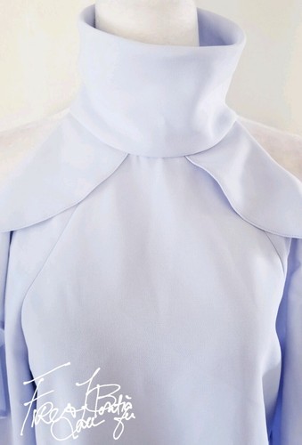 TOPSHOP BABY BLUE RUFFLE OPEN ARM TOP SZ S 4 - Picture 3 of 6