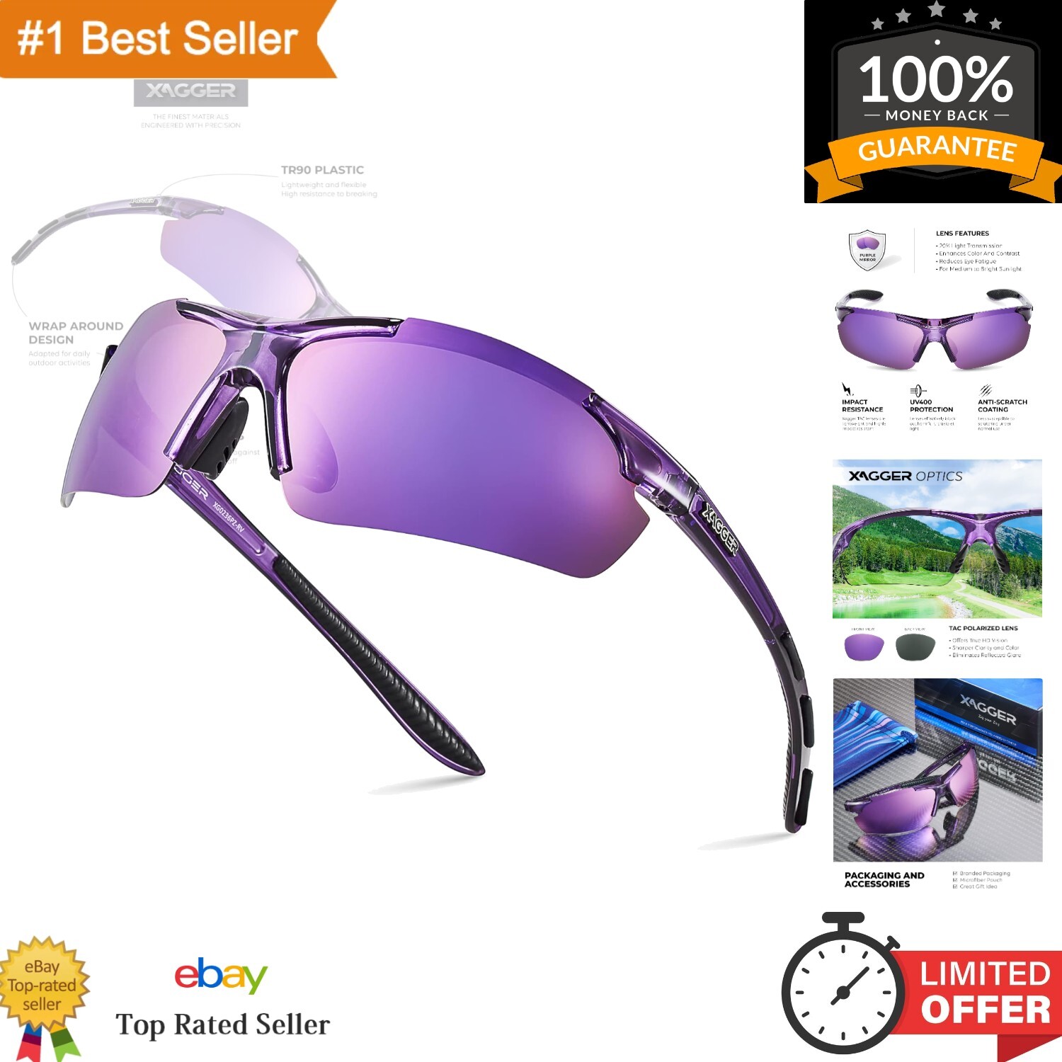 Polarized Wrap Around Sport Sunglasses for Men Women UV400 Baseball Softball ...