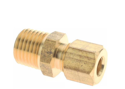 68A4B Compression Tube Connector: 7/16-24, 1/4'' Tube OD, Compression x MNPT (TTT