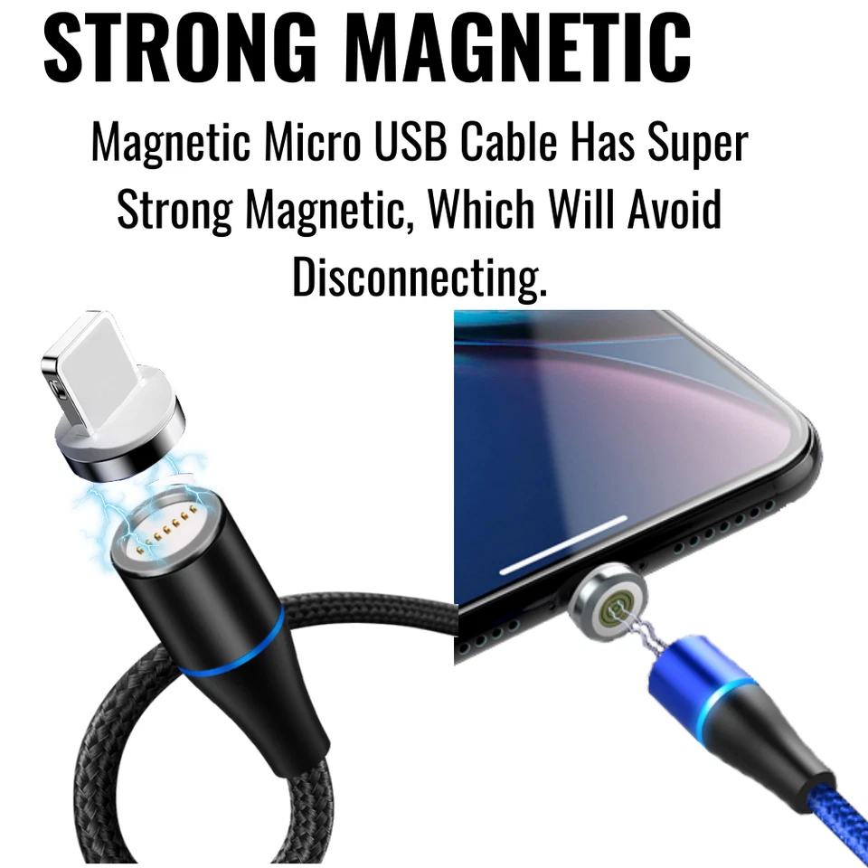 Cable magnético USB carga rápida cargador sincronización para iPhone 14 13 12 11 8 7 6 XR SE Foto 2 de 4