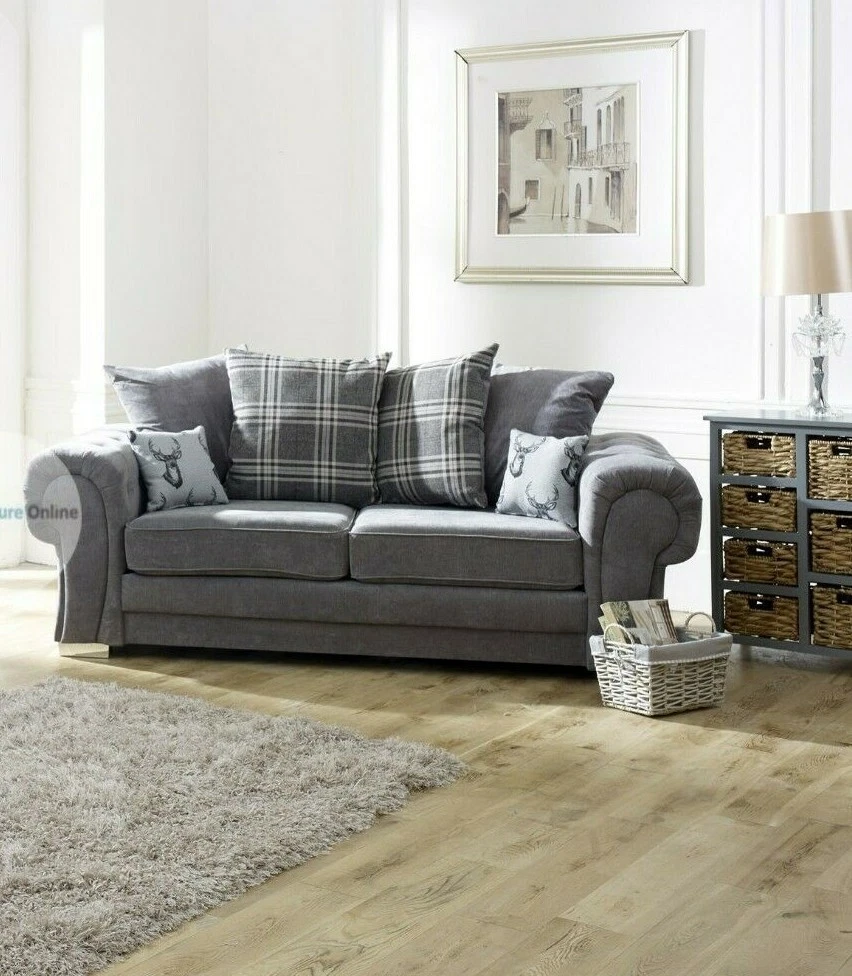 Verona 3 1 Seater Grey Fabric Sofa Set Clearance offer Range sale sofas