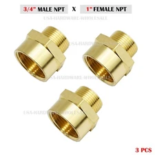 3 PCS BRASS Extension Reducer Adapter, 3/4" Male NPT x 1" Female NPT
