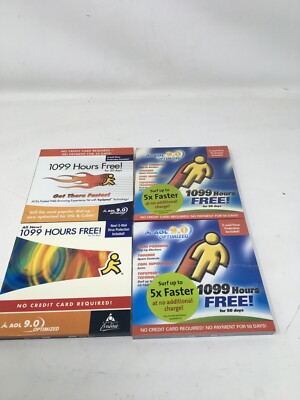 Lot Of 4 Vintage sealed AOL America Online 9.0 Optimized Software Discs Sealed