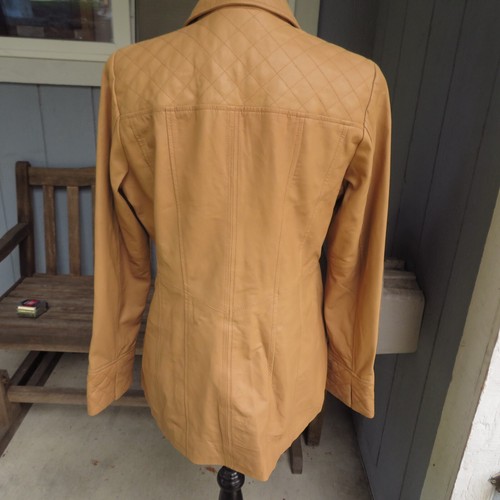 D&Co Women's Leather Jacket Size S Caramel Full Zip Classic Collar Denim & Co. - Picture 2 of 13