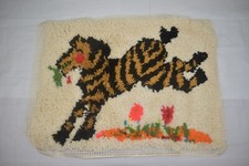 Vintage Zebra in a Field Latch Hook Yarn Rug Wall Hanging 25 X 19 Hand Made