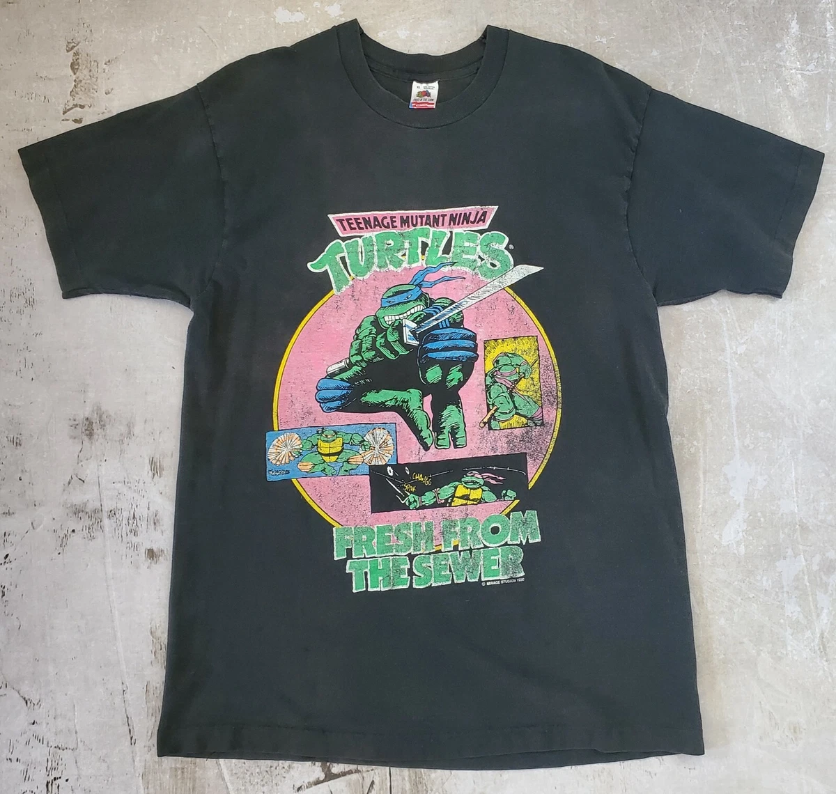 Vintage 1990 Teenage Mutant Ninja Turtles T-Shirt Mirage Studios Comic Image