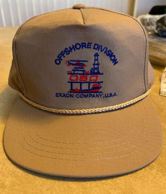 Vintage Exxon USA Offshore Division Cap Hat Tan Beige Adjustable | eBay
