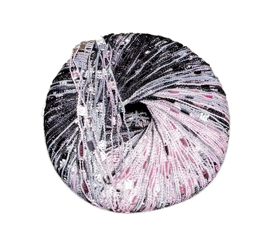 New Yarn Berlini Ladder Ribbon Glitter Pink, Grey, Black 50gr 142 Yds - Image 2 of 4