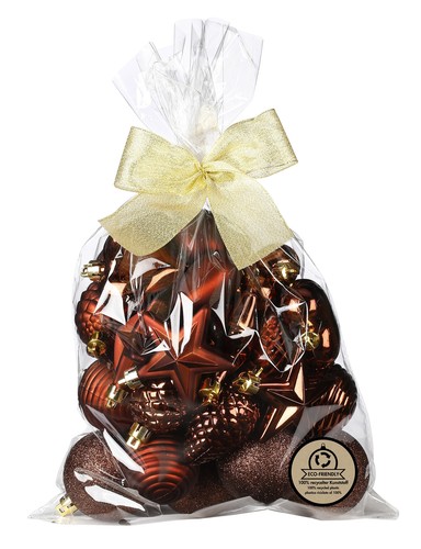 30 Weihnachtskugeln 5-7cm Kunststoff Sterne Zapfen Herzen Mix Christbaumkugeln - Bild 12 von 13