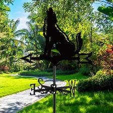 Metal Howling Wolf Figurine Wind Vane Weathervane for Outdoor Art Decor