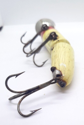 Heddon Vintage Fishing Lure Red White Joint Vamp - Wood