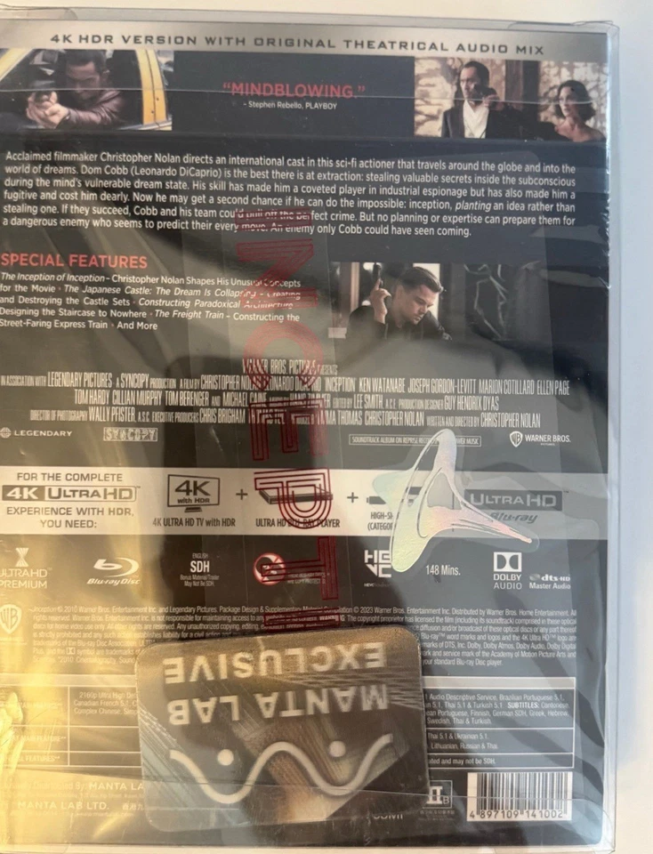 (Manta Lab) Inception Steelbook Full Slip (FS) 4k, SEALED, OOP - Image 2 of 2