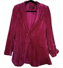 Women's NASTY GAL Crushed Velvet BLAZER *Hot Pink* sz 4