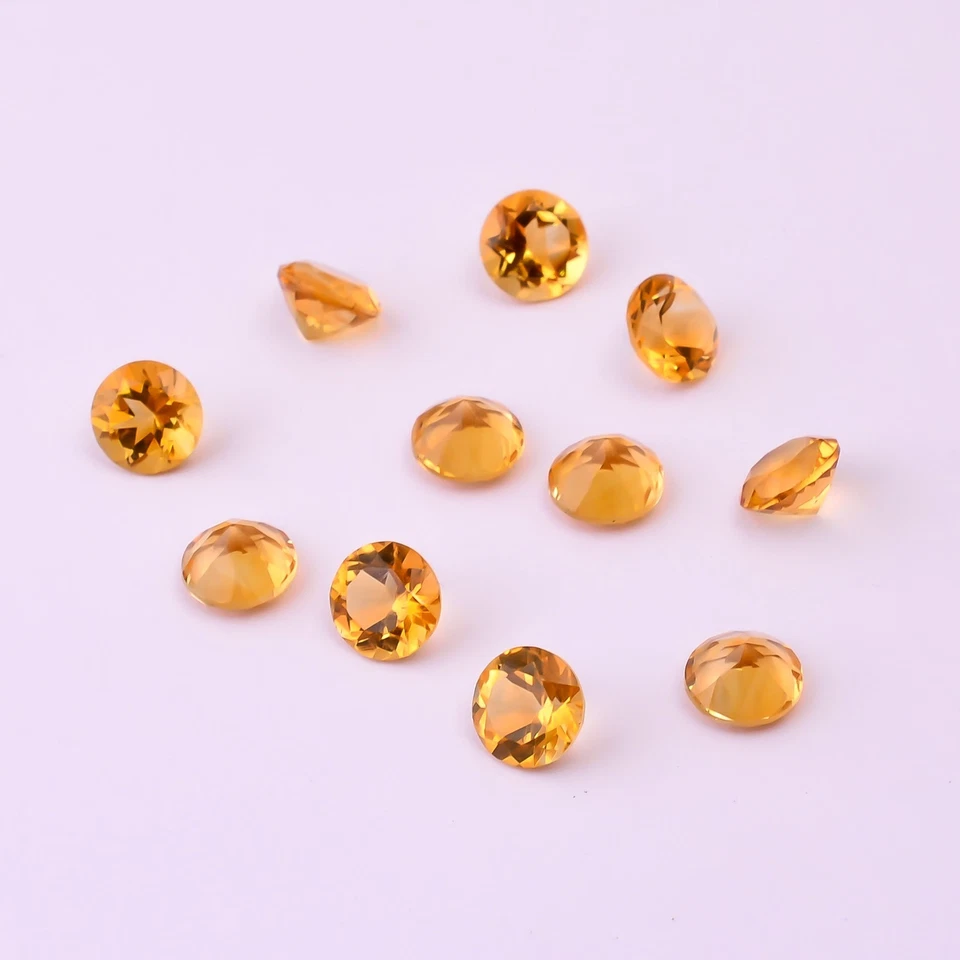 Piedras preciosas sueltas de corte facetado redondo citrino natural AAA 3 mm-10 mm calibradas Foto 2 de 4