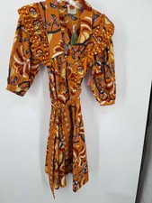Pre-Owned Farm Rio Orange Size XS La Pateau Long Sleeve Dress