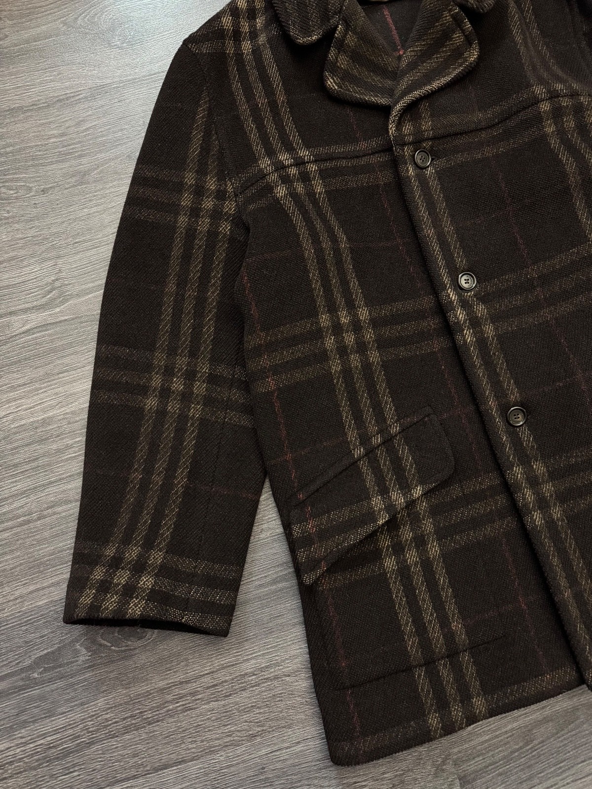 Vintage BURBERRY Mens Classic Luxury Wool Coat Rare Nova Check Size 54 image 7