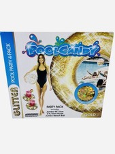 Pool Candy Gold Glitter Pool Party 4 Pack Tube Drink Floats Beach Ball New Years