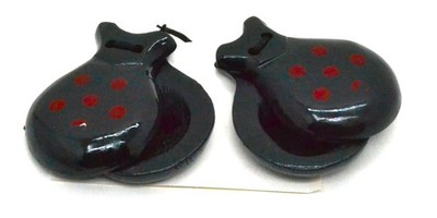 Spanische Kastanien, schwarz für Erwachsene. CASTANETS BAILE FLAMENCO. aus Ma...