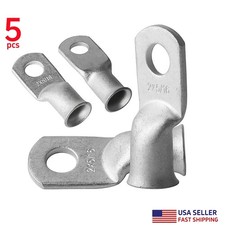 5pcs Gauge 2 AWG Wire Cable Battery Lugs 5/16  M8 Tinned Copper Ring Terminals
