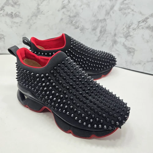 Christian Louboutin Sock Spike Trainers Sneakers Black Size 40