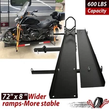 600 LBS Motorcycle Carrier Heavy Duty Dirt Bike Rack Hitch Mount Hauler w/ Ramp