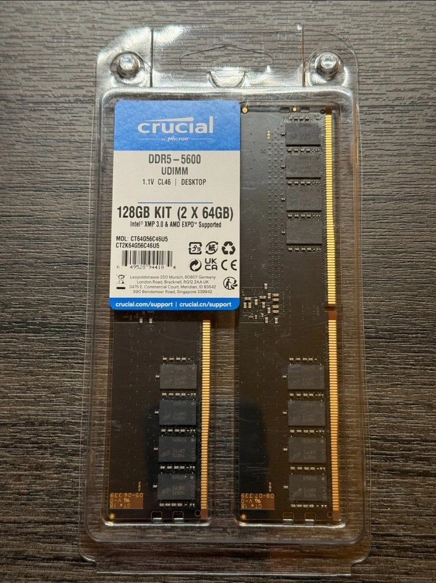 Crucial Pro DDR5 128GB (2x64GB) 5600 Desktop Memory Kit Intel XMP