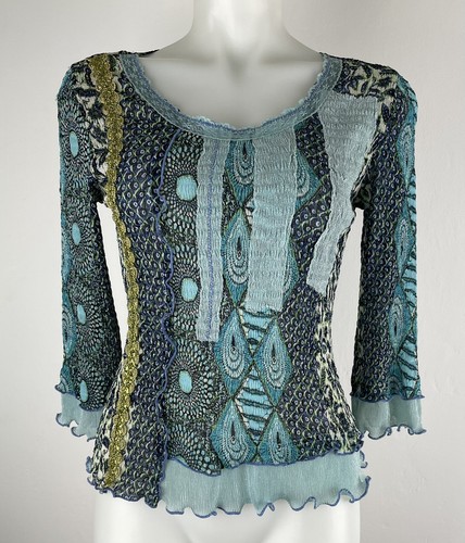 ALBERTO MAKALI 100% Polyester Crinkle Plissee Pullover Oberteil Gr. M