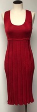 CAROLINA HERRERA AUTHENTIC ORIGINAL RED KNIT SLEEVELESS KNEE LENGTH DRESS SZ M