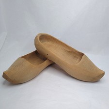 Vintage French Wooden Clogs Sabots Hand Carved Neufchateau France Shoes Pair