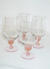 Set of 4 Mikasa Sea Mist Coral Frosted Stem Iced Tea Glasses 6 1/2” Mint