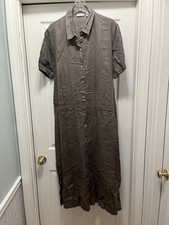 Nordstrom 100% Linen Button Down Midi Maxi Dr...