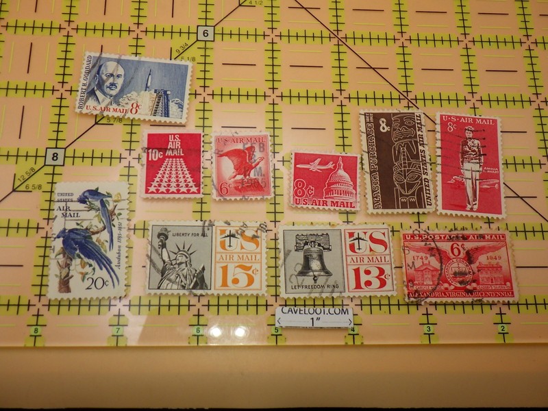 Vintage US Airmail Stamps Lot 10 Used Amelia Earhart Liberty Bell Audubon Aviati
