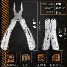 Portable 420 Steel Multitool – Pliers, Knife, Screwdriver for Camping