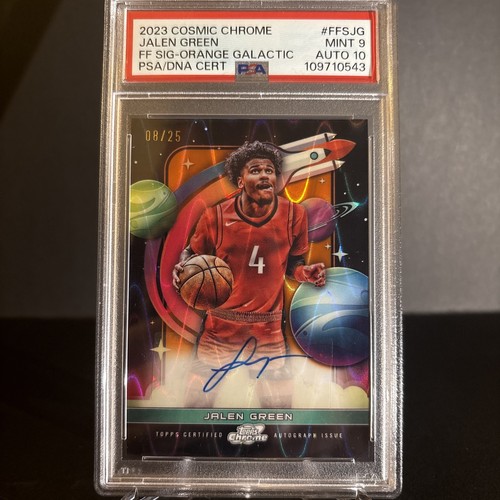Jalen Green 2023 Cosmic Chrome Auto Orange Galactic #FFS-JG PSA 9/Auto 10. 8/25