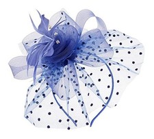 Women's Kentucky Derby Fascinators Tea Party Hat Mesh Floral One Size B-blue