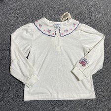 VTG OSHKOSH B  GOSH Girl PRINT Top 6 USA Long Sleeve Shirt Bright Pink Collar