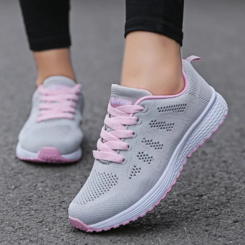 Women Casual Shoes Fashion Breathable Walking Mesh Flat Shoes Sneaker
