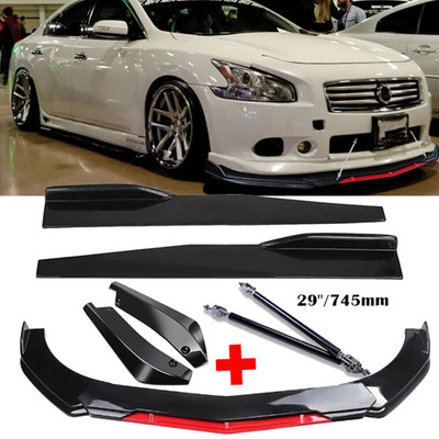 For Nissan Maxima Front Bumper Lip Splitter Spoiler Glossy Body Kit Side Skirt