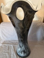 Hand Blown Black Art Glass Vase 15 Inches Tall