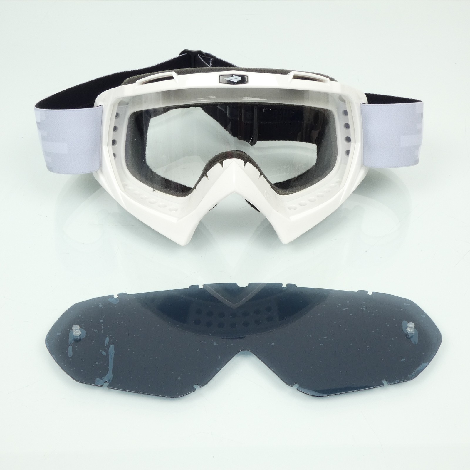 Masque cross Swaps Pixel blanc finition premium ecran teinte supermotard