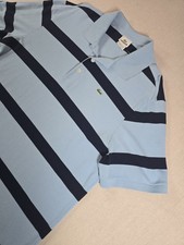 LACOSTE Rugby Mens Polo Shirt Size 8 US XXL Striped Golf Casual Blue Two Tone
