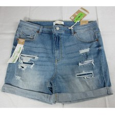 WAX JEAN denim shorts 2XL sustainable distressed plus recycled light wash