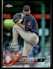 2018 Topps Chrome #173 Carlos Carrasco Prism Refractor Baseball Card 0603P