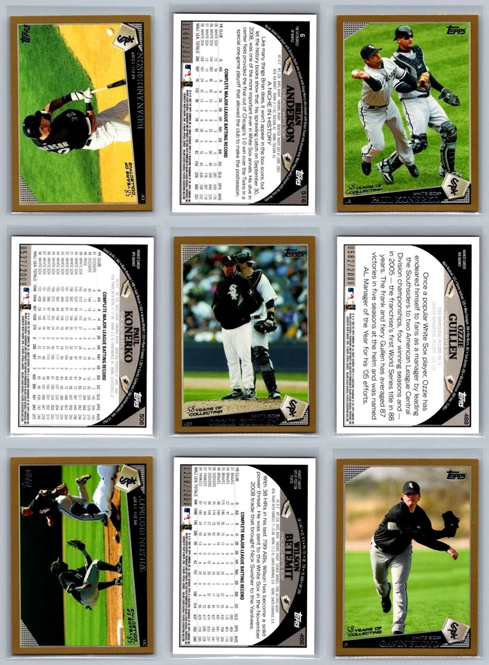 Chicago White Sox Topps Gold Serial Numbered #/2009 Baseball Card Lot (16) NM - Image 2 of 4